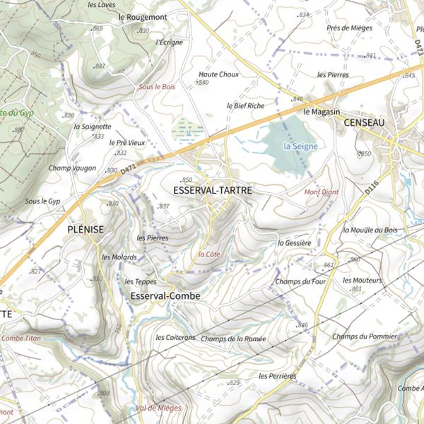 Plan cartographique de Lac d'Etival (Esserval-Tartre)