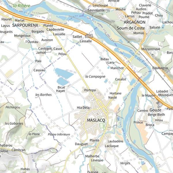 Plan cartographique de Lac d'Orthez (Maslacq)