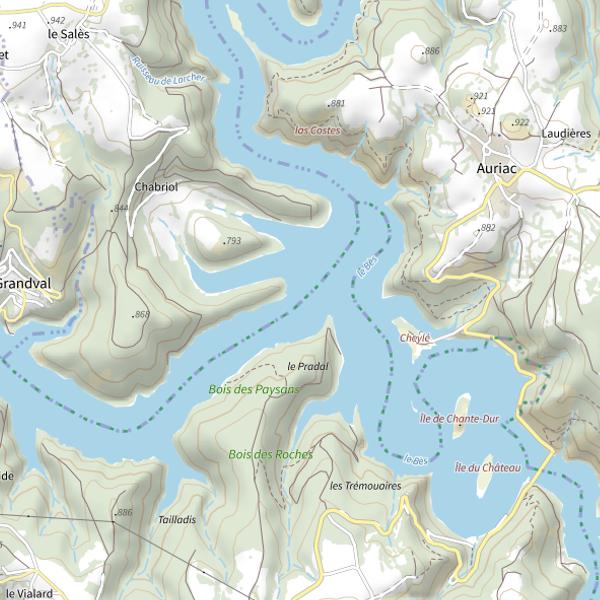 Plan cartographique de Lac du Barrage de Grandval