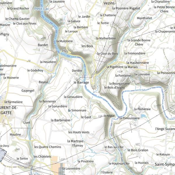 Plan cartographique de Lac du Barrage de Vezins