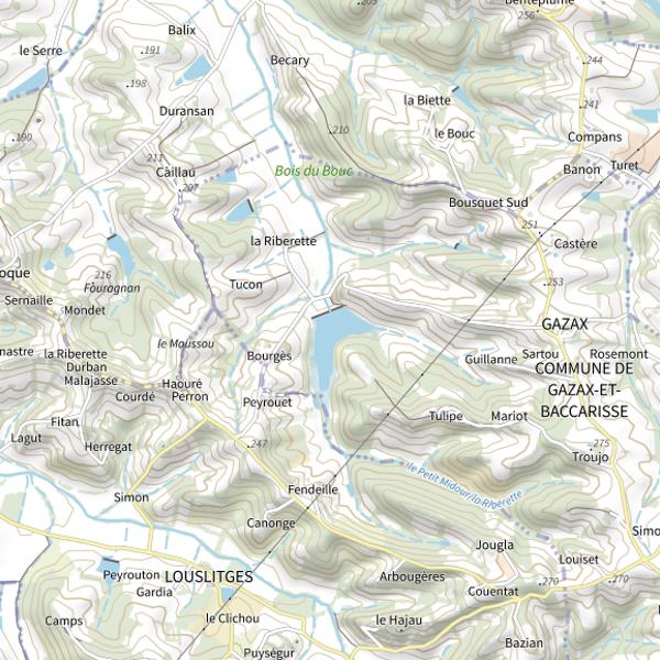 Plan cartographique de Lac du Bourgès