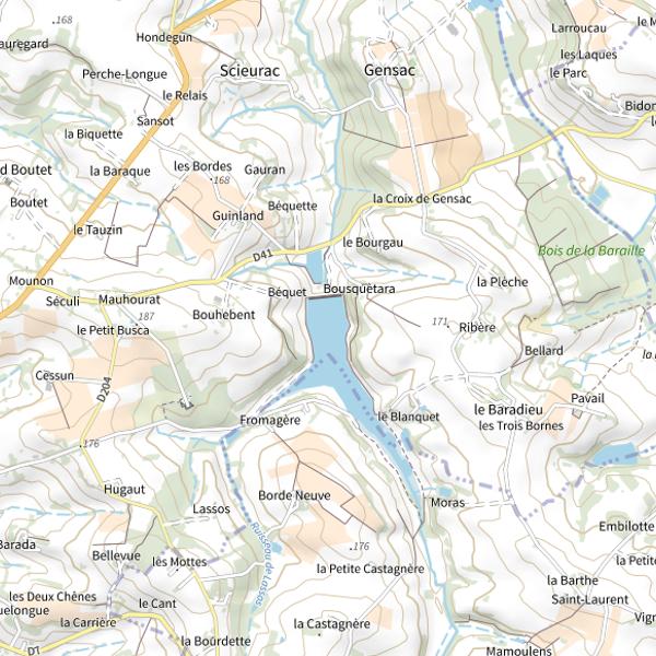 Plan cartographique de Lac du Bousquetara