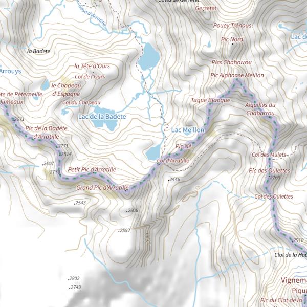 Plan cartographique de Lac du Col d'Arratille