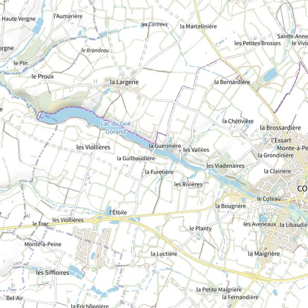 Plan cartographique de Lac du Gué-Gorand, Coëx