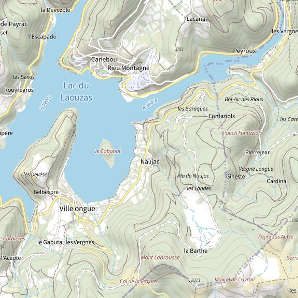 Plan cartographique de Lac du Laouzas