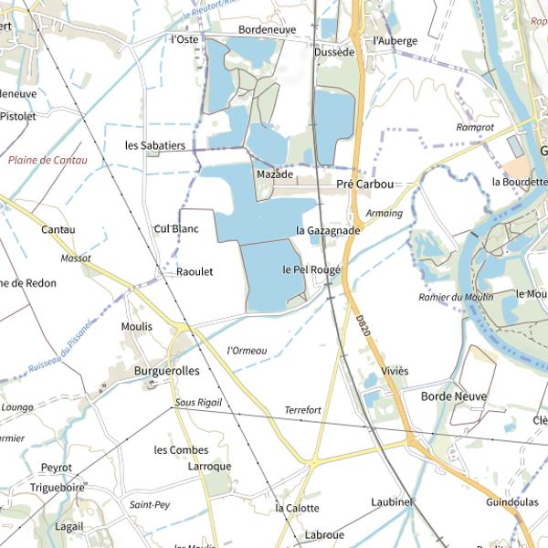 Plan cartographique de Lac du Pel Rouge (Planète Carpe)