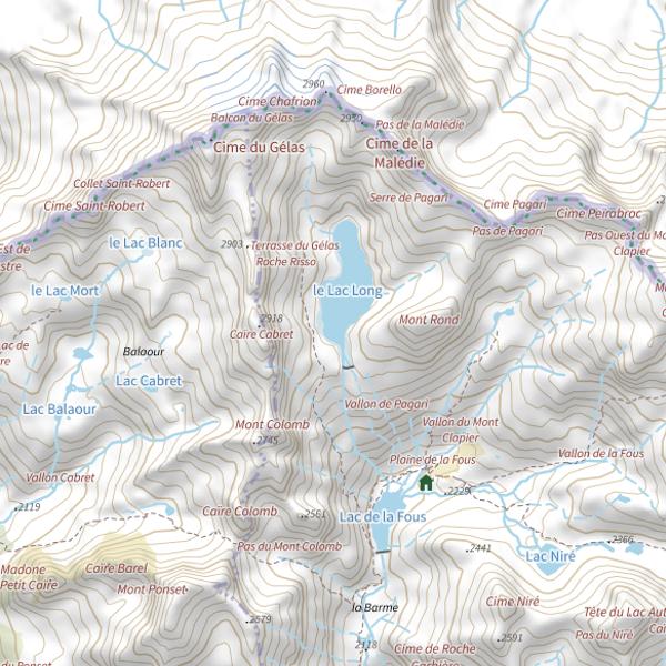 Plan cartographique de Lac Long (Belvédère)