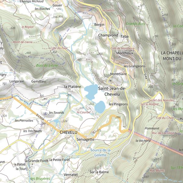 Plan cartographique de Lacs de Chevelu