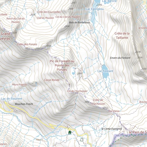 Plan cartographique de Lacs de l'Eychassier