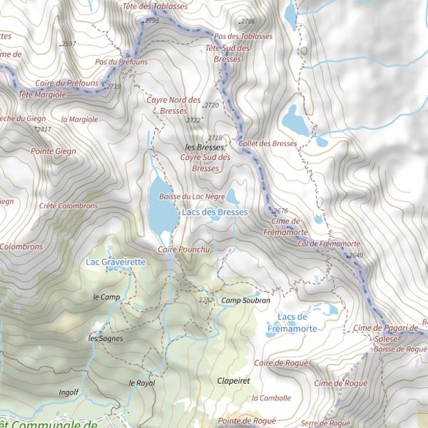 Plan cartographique de Lacs des Bresses