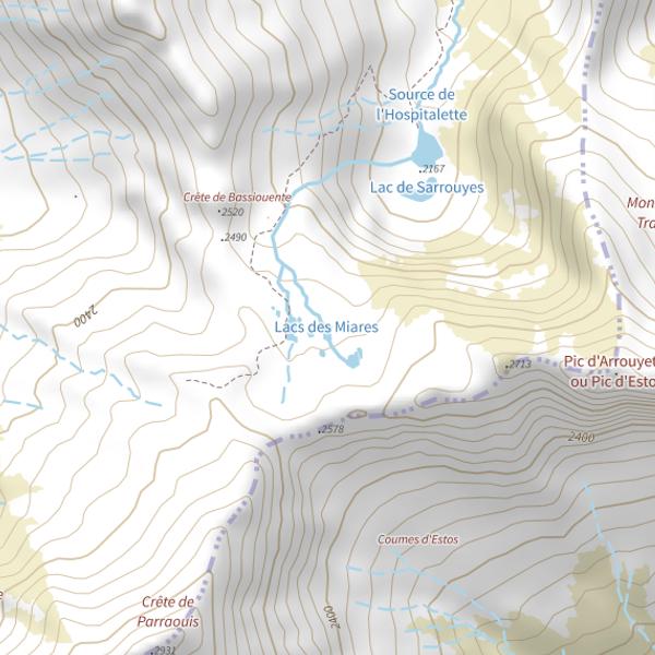 Plan cartographique de Lacs des Miares