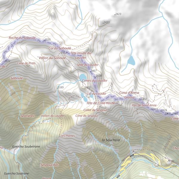 Plan cartographique de Lacs Lausfer