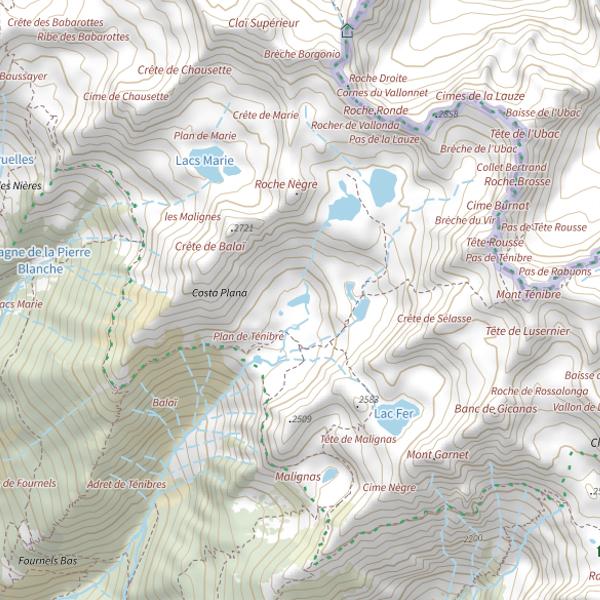 Plan cartographique de Lacs Malignes ou Lacs de la Garotte