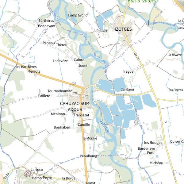 Plan cartographique de L'Adour à Cahuzac-sur-Adour