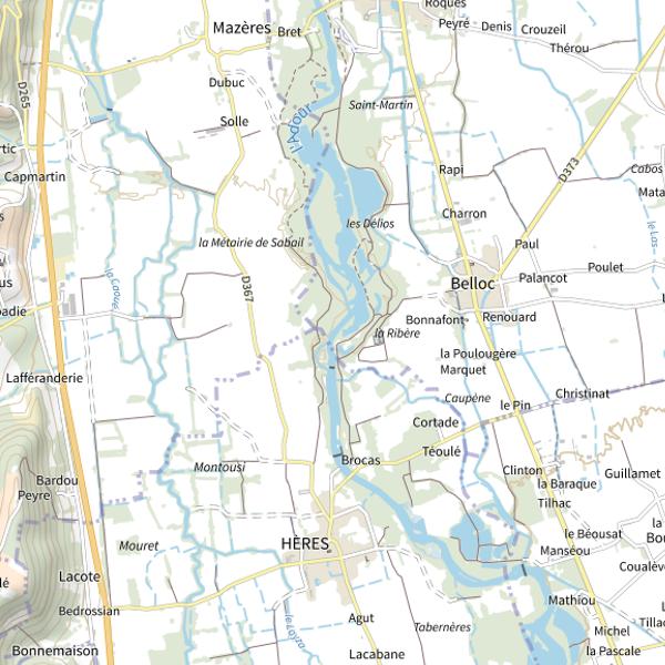 Plan cartographique de L'Adour à Hères