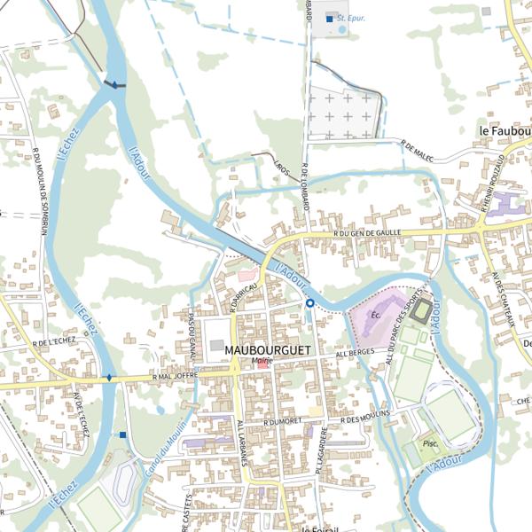 Plan cartographique de L'Adour à Maubourguet