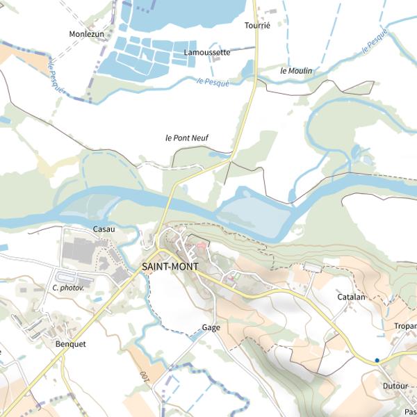 Plan cartographique de L'Adour à Saint-Mont