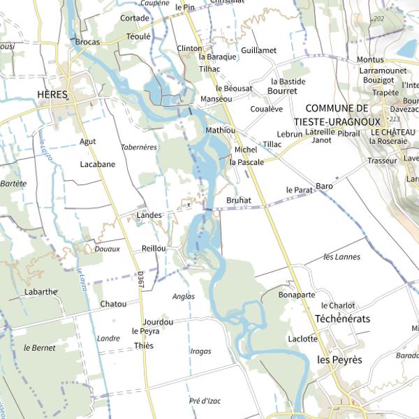Plan cartographique de L'Adour (Gers)