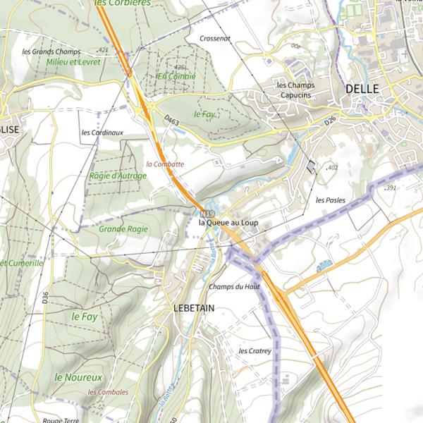 Plan cartographique de L'Adour (Territoire de Belfort)