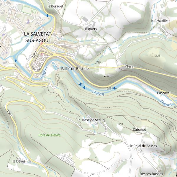 Plan cartographique de L'Agoût