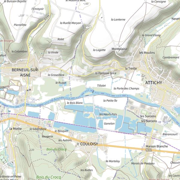 Plan cartographique de L'Aisne (Oise)