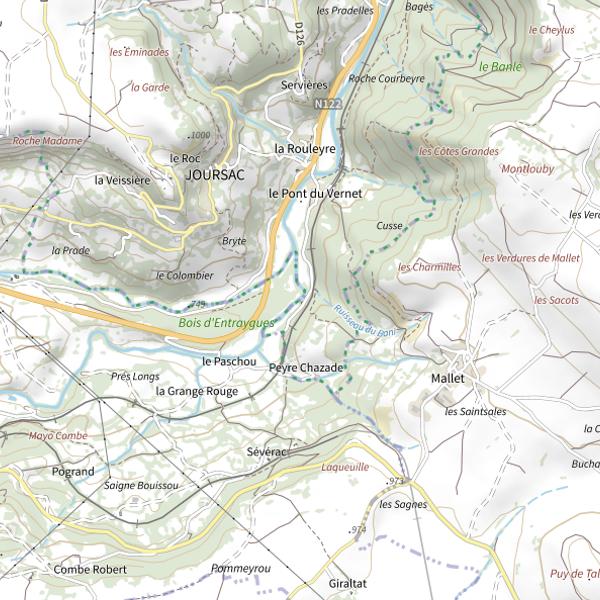 Plan cartographique de L'Alagnon (Cantal)