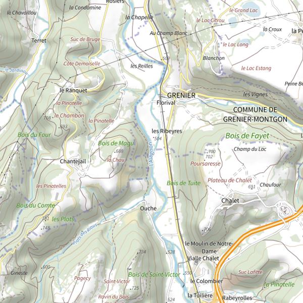 Plan cartographique de L'Alagnon (Haute-Loire)