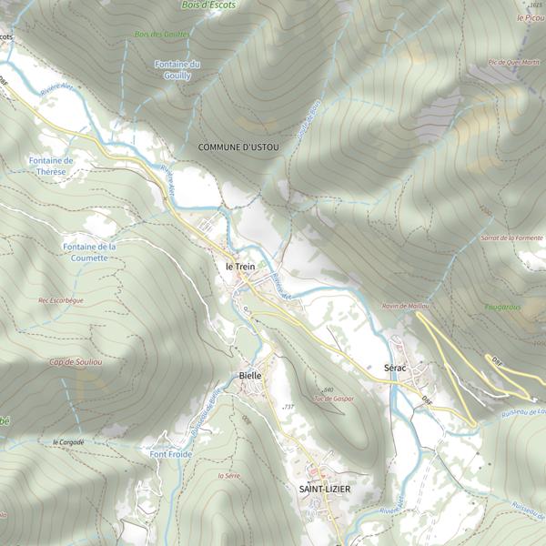 Plan cartographique de L'Alet au Trein d'Ustou