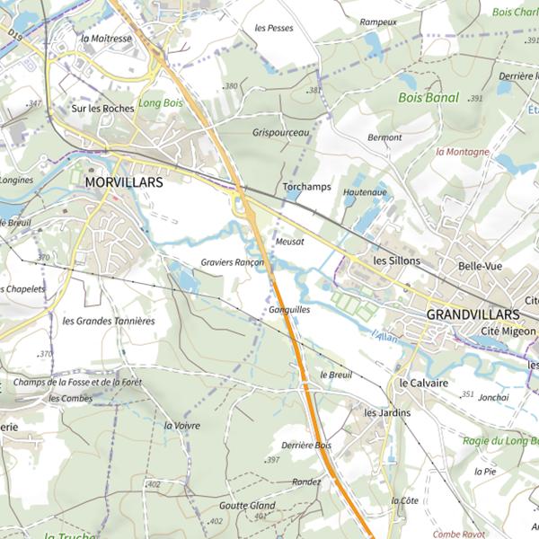 Plan cartographique de L'Allaine