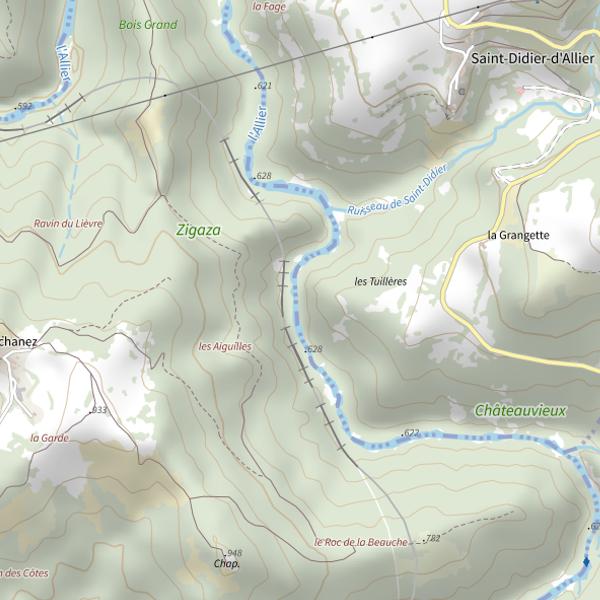 Plan cartographique de L'Allier (Haute-Loire)
