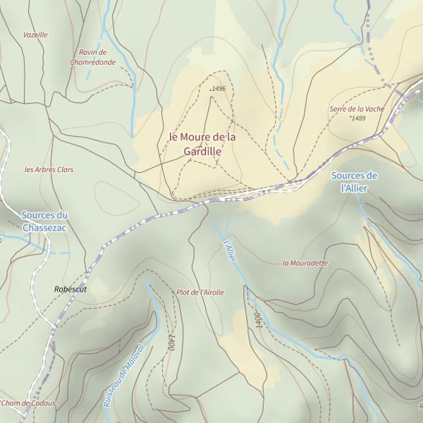 Plan cartographique de L'Allier (Lozère)