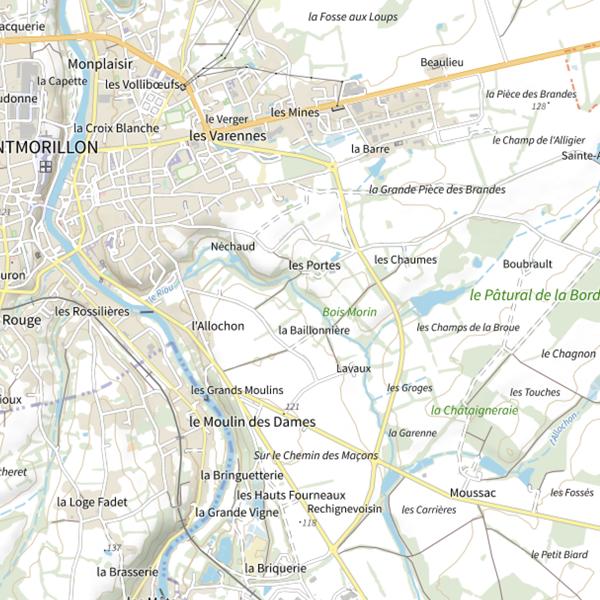 Plan cartographique de L’Allochon (vers Montmorillon)