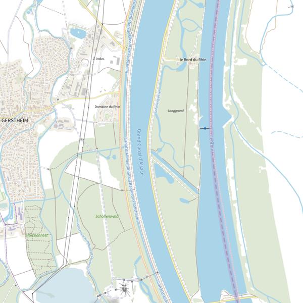Plan cartographique de L'Ancien Canal d'Alimentation de L'Ill