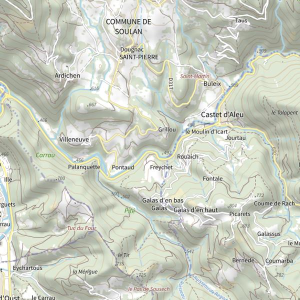 Plan cartographique de L'Arac à Soulan