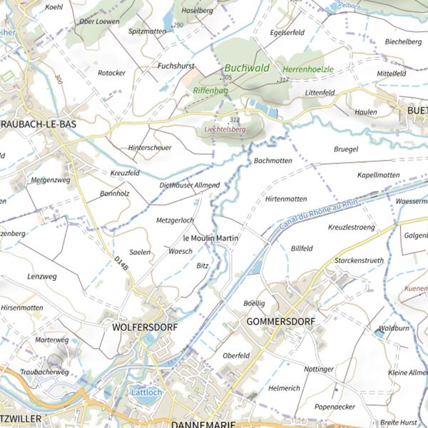Plan cartographique de Largue diffluence