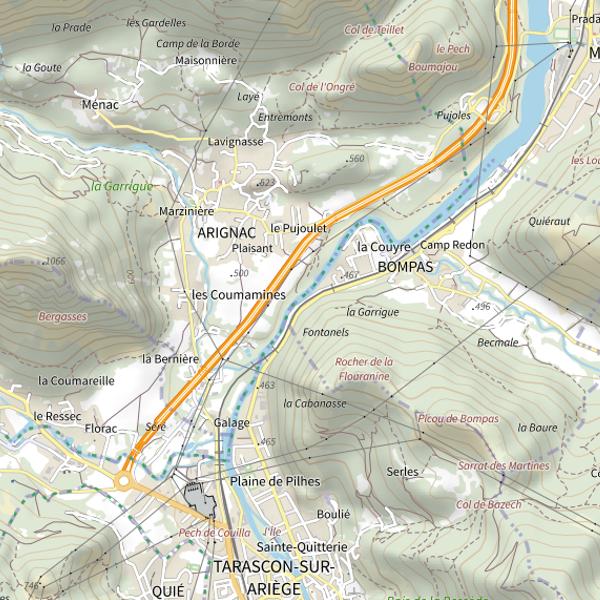 Plan cartographique de L'Ariège à Bompas