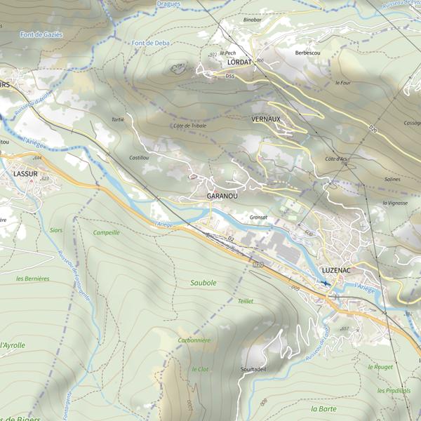 Plan cartographique de L'Ariège à Luzenac