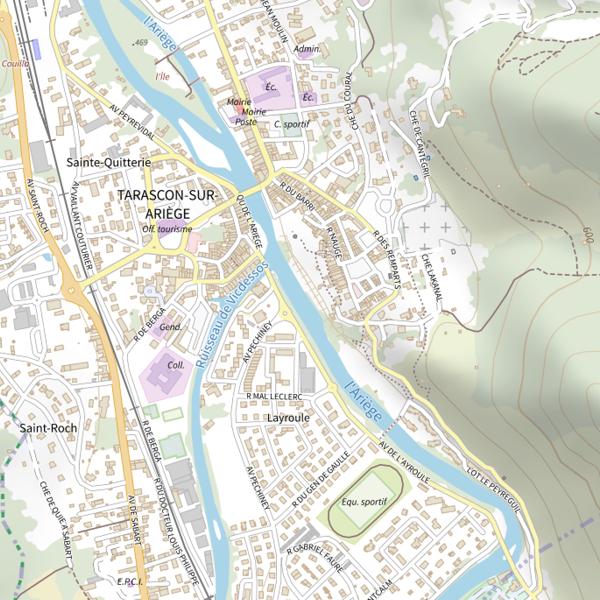Plan cartographique de L'Ariège à Tarascon