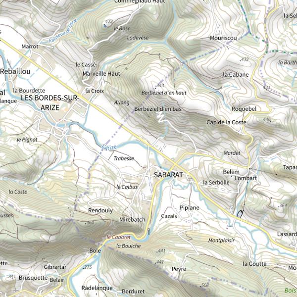 Plan cartographique de L'Arize à Sabarat