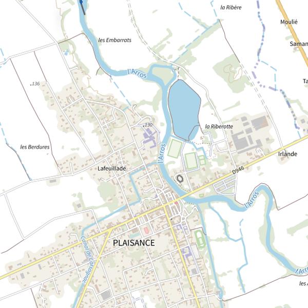 Plan cartographique de L'Arros à Plaisance