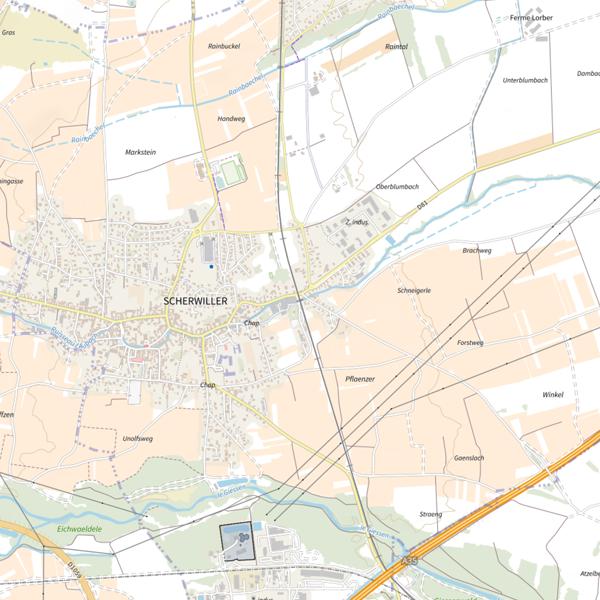 Plan cartographique de L'Aubach