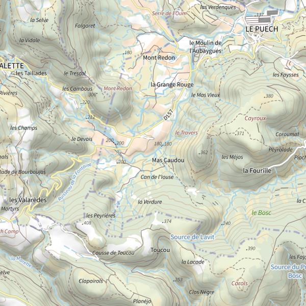 Plan cartographique de L'Aubaygues