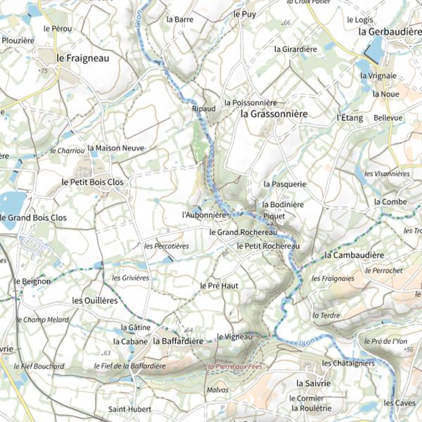 Plan cartographique de L'Aubonnière, La Vallée de l'Yon, Chaillé-sous-les-Ormeaux