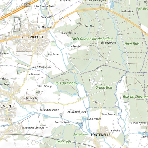 Plan cartographique de L'Autruche