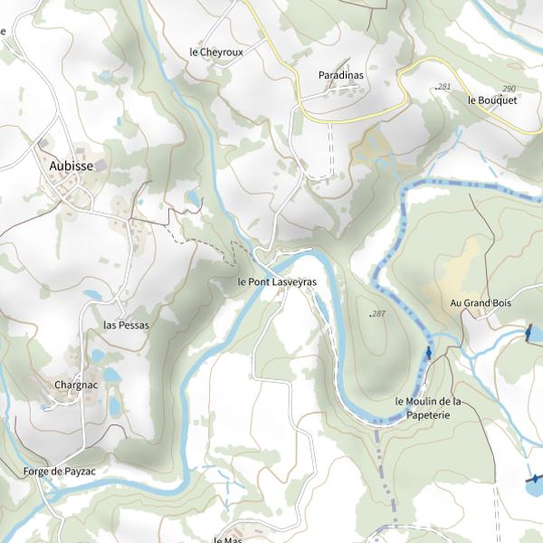 Plan cartographique de L'Auvézère