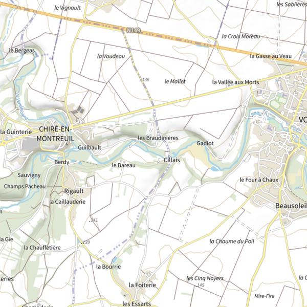 Plan cartographique de L’Auxance et ses affluents