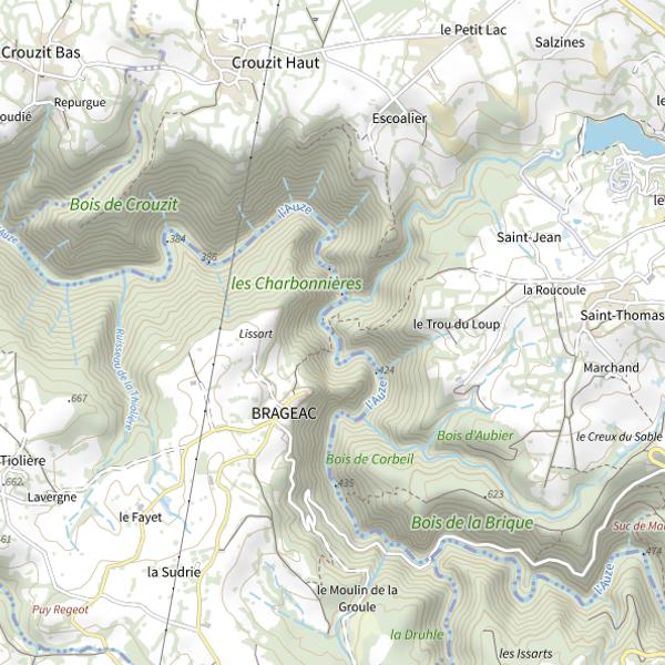 Plan cartographique de L'Auze (de Mauriac)