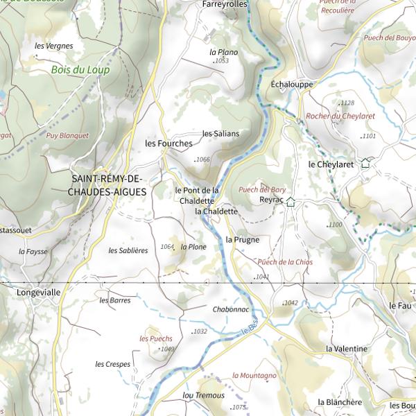 Plan cartographique de Le Bès (Lozère)