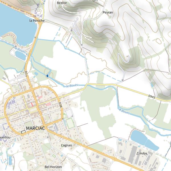 Plan cartographique de Le Bouès à Marciac