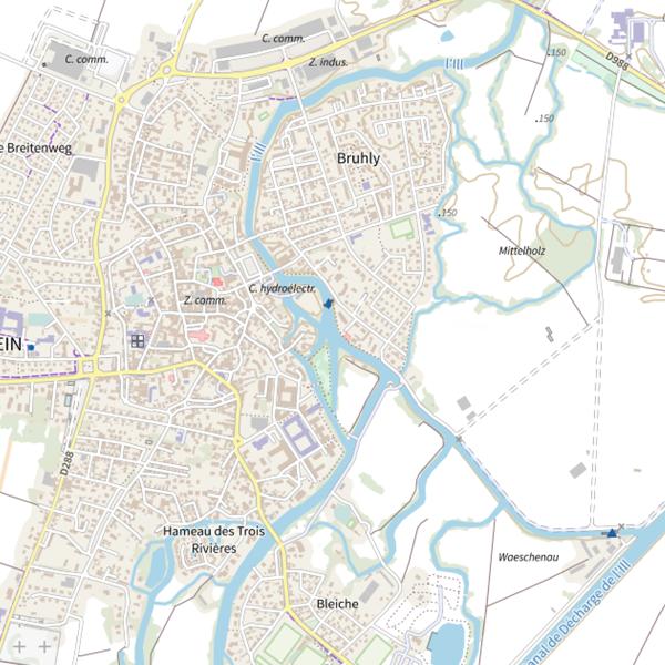 Plan cartographique de Le canal d'amenée de l'usine d'électricité